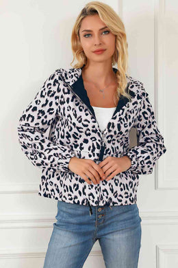 Leopard Zip-Up Hooded Jacket Ti Amo I love you