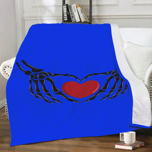 Load image into Gallery viewer, Ti Amo I love you - Exclusive Brand  - Blue Blue Eyes - Skeleton Hands with Heart - Micro Fleece Blankets
