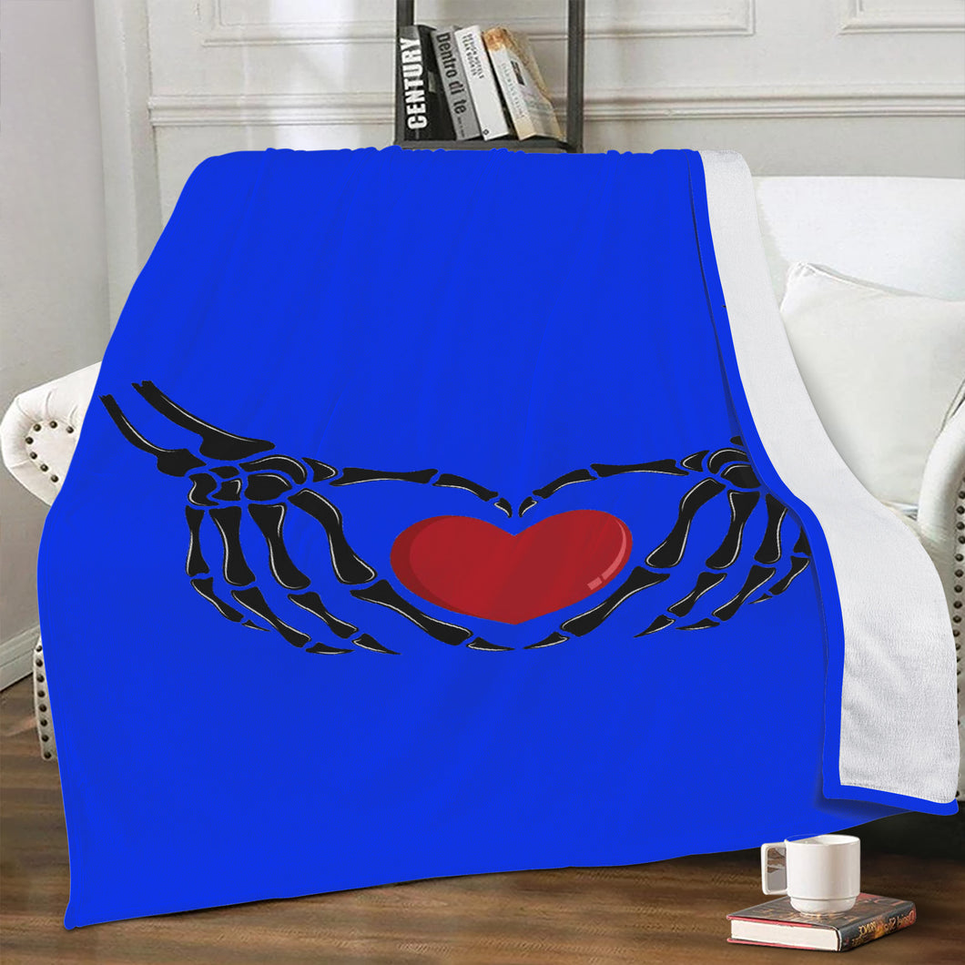 Ti Amo I love you - Exclusive Brand  - Blue Blue Eyes - Skeleton Hands with Heart - Micro Fleece Blankets