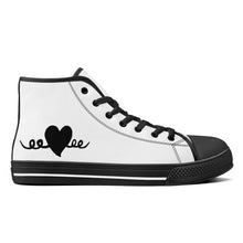 Load image into Gallery viewer, Ti Amo I love you - Exclusive Brand - White - Black Heart High-Top Canvas Shoes - Black Soles
