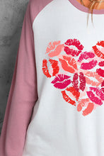 Load image into Gallery viewer, Lip Graphic Round Neck Long Sleeve T-Shirt Ti Amo I love you
