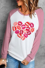 Load image into Gallery viewer, Lip Graphic Round Neck Long Sleeve T-Shirt Ti Amo I love you
