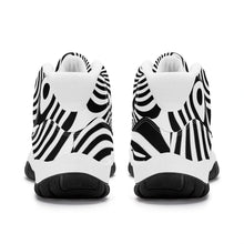 Load image into Gallery viewer, Ti Amo I love you - Exclusive Brand - Black &amp; White Wavy Lines - High Top Air Retro Sneakers - White Laces
