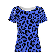 Load image into Gallery viewer, TI Amo I love you - Exclusive Brand - Blueberry 2 with Obscure Royal Blue Leopard Spots - Women&#39;s T shirt
