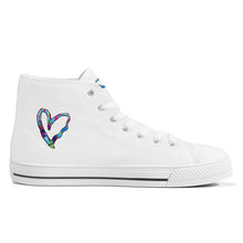 Load image into Gallery viewer, Ti Amo I love you - Exclusive Brand - White - Colorful Hearts - Womens High-Top Canvas Shoes - White Soles
