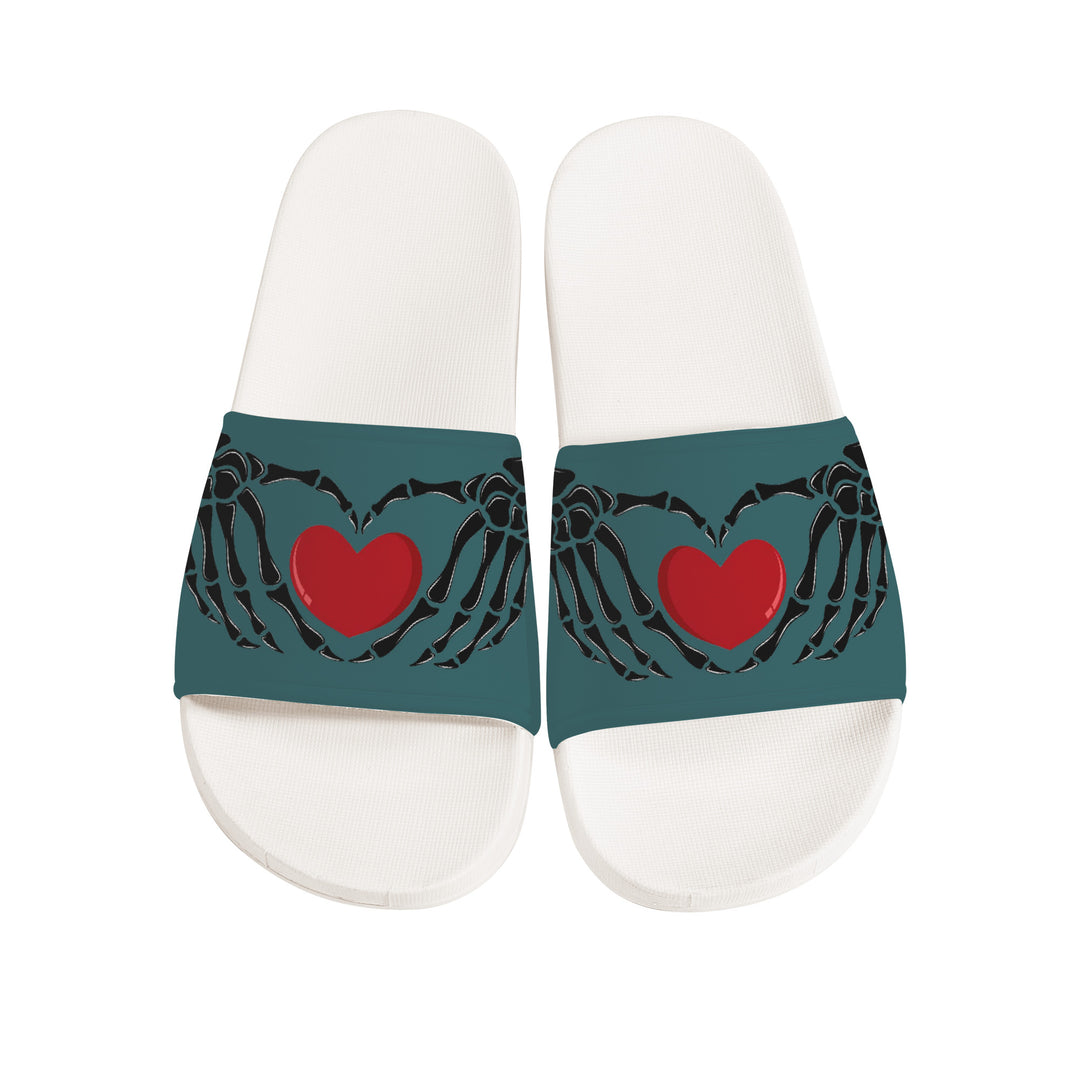 Ti Amo I love you - Exclusive Brand - William - Skeleton Hands with Heart -  Slide Sandals - White Soles