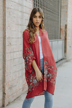 Load image into Gallery viewer, Long Floral Kimono Cardigan Ti Amo I love you
