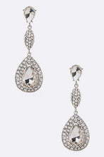 Load image into Gallery viewer, Long Teardrop Chandelier Bridal Earrings Ti Amo I love you
