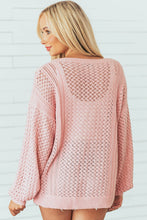 Load image into Gallery viewer, Loose Pointelle Knit Ribbed V Neck Sweater Ti Amo I love you
