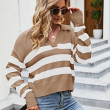 Load image into Gallery viewer, Loose Striped Casual Long Sleeved Pullover Sweater Ti Amo I love you
