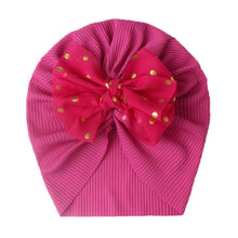 Load image into Gallery viewer, Lovely Shiny Bowknot Baby Hat Cute Solid Color Baby Girls Hat Turban Soft Newborn Infant Cap Beanies Head Wraps Ti Amo I love you
