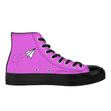 Load image into Gallery viewer, Ti Amo I love you - Exclusive Brand - Deep Lavender Magenta - Paper Airplane - High Top Canvas Shoes - Black Soles
