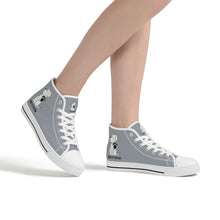 Load image into Gallery viewer, Ti Amo I love you  - Exclusive Brand - Gray Chateau - Talk to the Paw - High-Top Canvas Shoes - White
