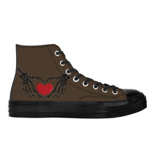 Load image into Gallery viewer, Ti Amo I love you - Exclusive Brand - Abbot - Skeleton Hands with Heart - High Top Canvas Shoes - Black  Soles
