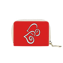 Load image into Gallery viewer, Ti Amo I love you - Exclusive Brand - Luster Red  - Double White Heart - PU Leather - Zipper Card Holder
