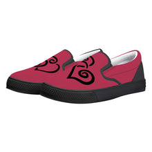 Load image into Gallery viewer, Ti Amo I love you - Exclusive Brand - Viva Magenta - Double Black Heart - Women&#39;s- Slip-on Shoes - Black Soles
