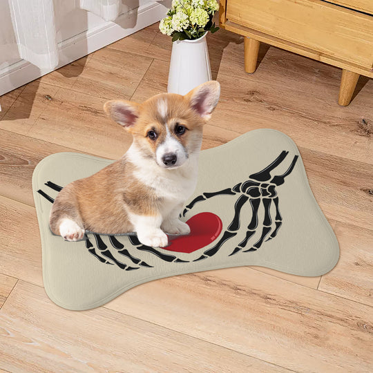 Ti Amo I love you - Exclusive Brand - Creme Brulee - Skeleton Hands with Heart  - Big Paws Pet Rug