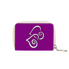 Load image into Gallery viewer, Ti Amo I love you - Exclusive Brand - Mardi Gras - Double White Heart - PU Leather - Zipper Card Holder
