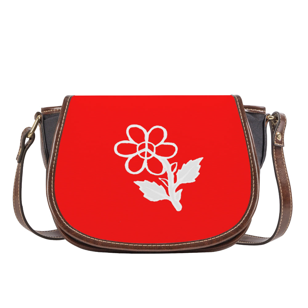 Ti Amo I love you - Exclusive Brand - Red - White Daisy -  Saddle Bag