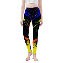 Load image into Gallery viewer, Ti Amo I love you  - Exclusive Brand  - Black with Ultramarine, Bitter Lemon, Tia Maia &amp; Indochine Paint Stripes -  Yoga Leggings
