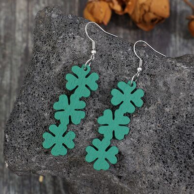 Lucky Clover Wooden Dangle Earrings Ti Amo I love you