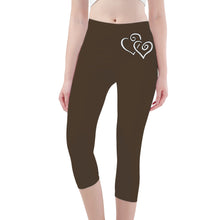 Load image into Gallery viewer, Ti Amo I love you -Exclusive Brand - Abbot - Double White Heart - Womens / Teen Girls / Womens Plus Size - Capri Yoga Leggings - Sizes XS-3XL
