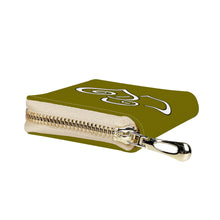 Load image into Gallery viewer, Ti Amo I love you - Exclusive Brand - Light Grass - Double White Heart - PU Leather - Zipper Card Holder
