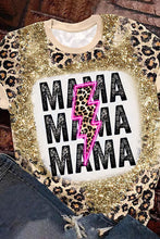 Load image into Gallery viewer, MAMA Lightning Graphic Leopard Dyed T Shirt Ti Amo I love you
