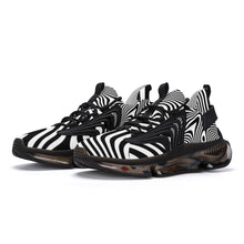 Load image into Gallery viewer, Ti Amo I love you - Exclusive Brand - Black &amp; White Wavy Pattern - Not Symetrical- Script Double Heart - Air Max React Sneakers - Black Soles
