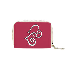 Load image into Gallery viewer, Ti Amo I love you - Exclusive Brand - Viva Magenta - Double White Heart - PU Leather - Zipper Card Holder
