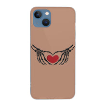 Load image into Gallery viewer, Ti Amo I love you - Exclusive Brand -  Feldspar - Skeleton Hands with Heart  - iPhone 13 Transparent Case (2 cameras)
