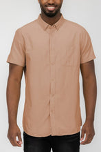 Load image into Gallery viewer, MENS PASTEL COLOR SHORT SLEEVE BUTTON DOWN Ti Amo I love you
