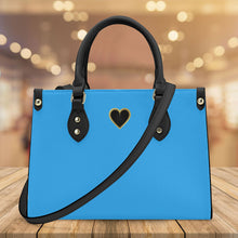 Load image into Gallery viewer, Ti Amo I love you - Exclusive Brand - Medium Cyan Blue - Luxury Womens PU Tote Bag - Black Straps
