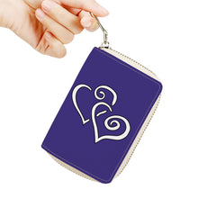 Load image into Gallery viewer, Ti Amo I love you - Exclusive Brand - Minsk Blue - Double White Heart - PU Leather - Zipper Card Holder
