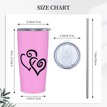 Load image into Gallery viewer, Ti Amo I love you - Exclusive Brand - Lavender Rose - Double Black Heart - 20oz Stainless Steel Straw Lid Cup
