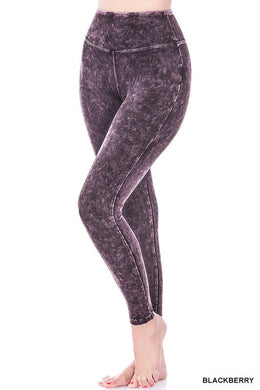 MINERAL WASHED WIDE WAISTBAND YOGA LEGGINGS Ti Amo I love you