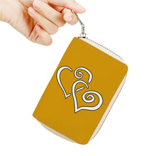 Load image into Gallery viewer, Ti Amo I love you - Exclusive Brand - Gamboge Yellow - Double White Heart - Zipper Card Holder
