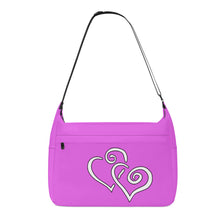 Load image into Gallery viewer, Ti Amo I love you - Exclusive Brand - Deep Lavender Magenta- Double White Heart - Journey Computer Shoulder Bag
