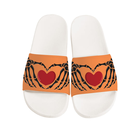 Ti Amo I love you - Exclusive Brand - Coral - Skeleton Hands with Heart -  Slide Sandals - White Soles