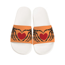 Load image into Gallery viewer, Ti Amo I love you - Exclusive Brand - Coral - Skeleton Hands with Heart -  Slide Sandals - White Soles
