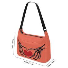 Load image into Gallery viewer, Ti Amo I love you - Exclusive Brand - Burnt Sienna - Skeleton Heart Hands  -  Journey Computer Shoulder Bag
