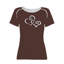 Load image into Gallery viewer, TI Amo I love you - Exclusive Brand - American Mahogany - Double White Heart - Women&#39;s T shirt
