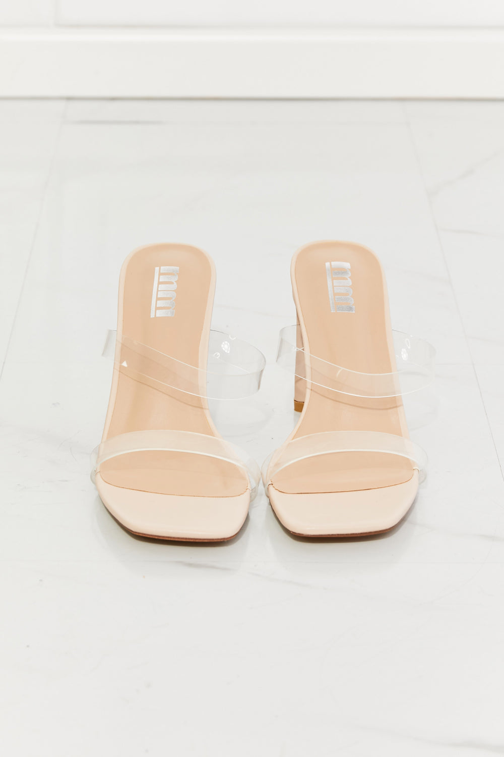 MMShoes - Beige - Walking On Air Transparent Double Band Heeled Sandal - Sizes 6-11 Ti Amo I love you