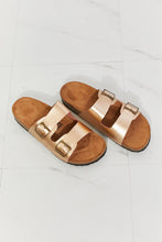 Load image into Gallery viewer, MMShoes Best Life Double-Banded Slide Sandal in Gold Ti Amo I love you
