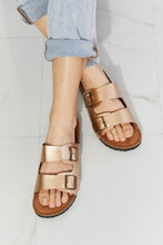 Load image into Gallery viewer, MMShoes Best Life Double-Banded Slide Sandal in Gold Ti Amo I love you
