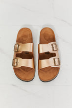 Load image into Gallery viewer, MMShoes Best Life Double-Banded Slide Sandal in Gold Ti Amo I love you
