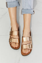 Load image into Gallery viewer, MMShoes Best Life Double-Banded Slide Sandal in Gold Ti Amo I love you
