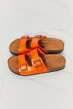 Load image into Gallery viewer, MMShoes Feeling Alive Double Banded Slide Sandals in Orange Ti Amo I love you
