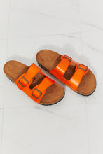 Load image into Gallery viewer, MMShoes Feeling Alive Double Banded Slide Sandals in Orange Ti Amo I love you
