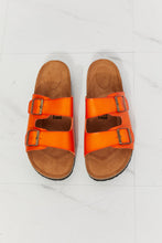 Load image into Gallery viewer, MMShoes Feeling Alive Double Banded Slide Sandals in Orange Ti Amo I love you
